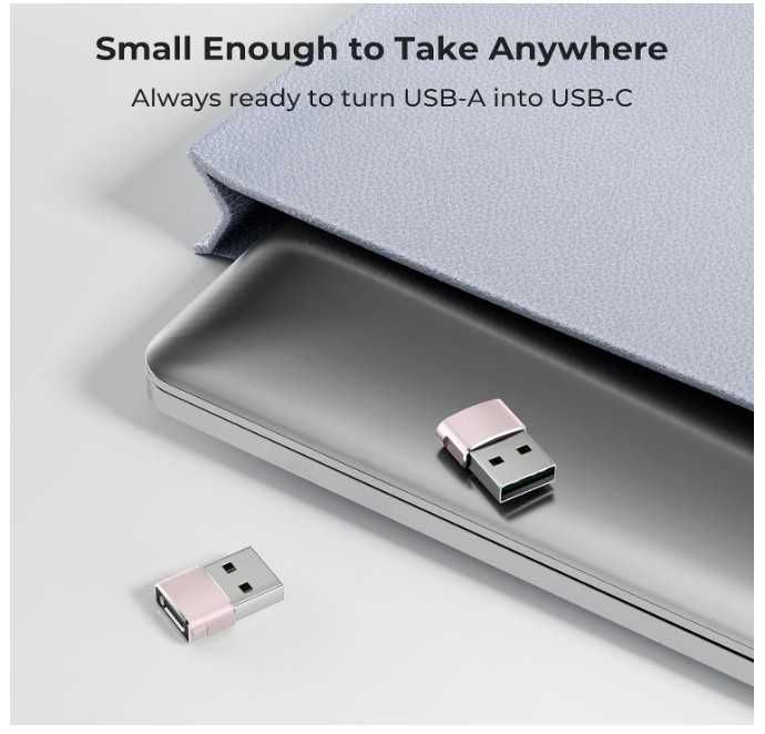 Adapter USB C do USB A kolor różowy Basesailor