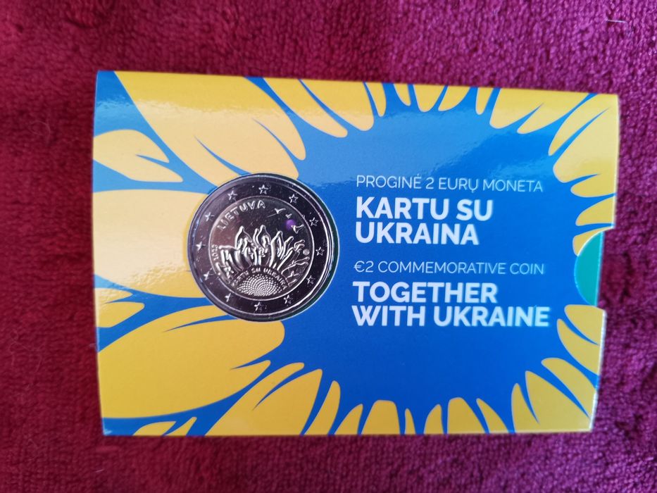 Moeda de 2€ em coincard "Juntos pela Ucrânia" Lituânia
