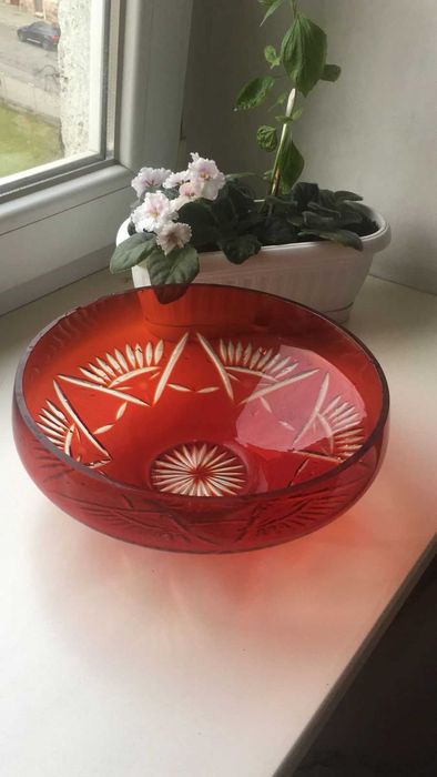 Вазы -фруктовница из цветного хрусталя  СССР