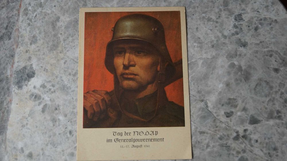 Pocztówka Dzień NSDAP w Generalnej Guberni 1941 znaczek