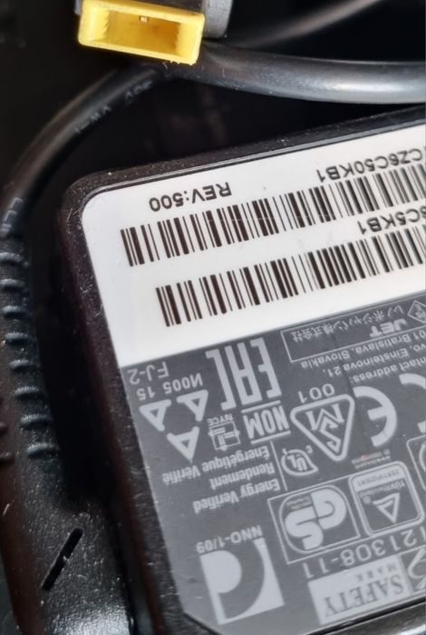 Oryg Zasilacz Ładowarka Lenovo 20v 3.25a.65w wtyk prostokąt thinkpad