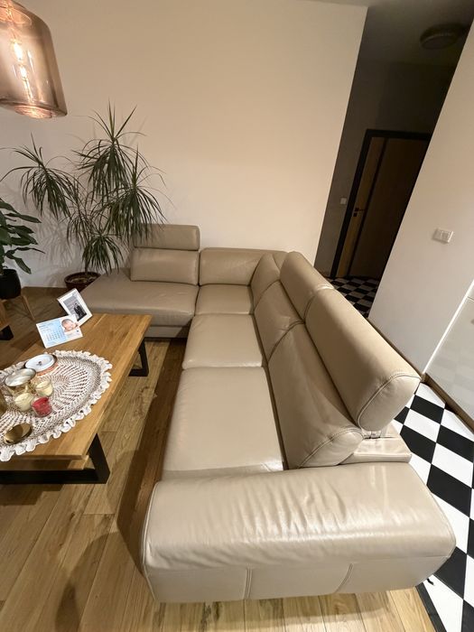 Narożnik skórzany beżowy 270x217