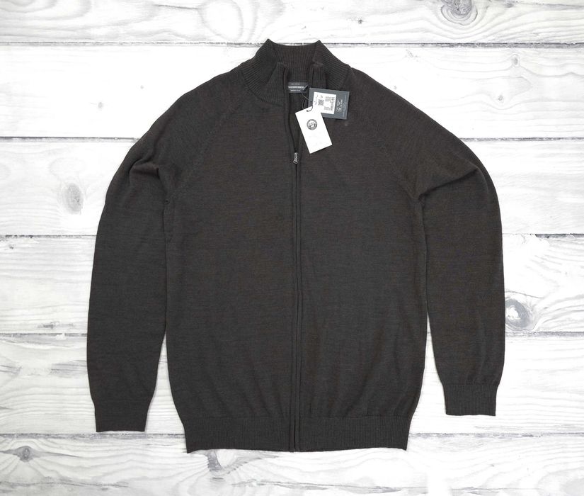 DRESSMANN Cardigan Merino Zip Merino Wool 100% Męski Bluza Rozpinana M