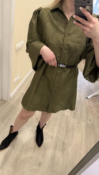 Трендова сукня хакі, сукня котонова