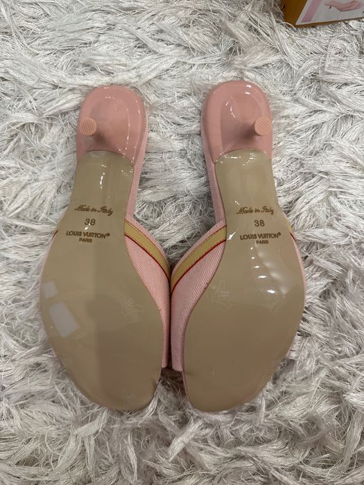 Sandałki sandały klapki na obcasie Louis Vuitton 6AM Mule kitten heels LV