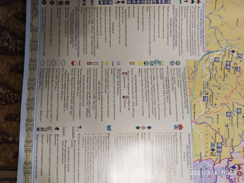 Карта " Українські Землі у першій половині 19 ст.