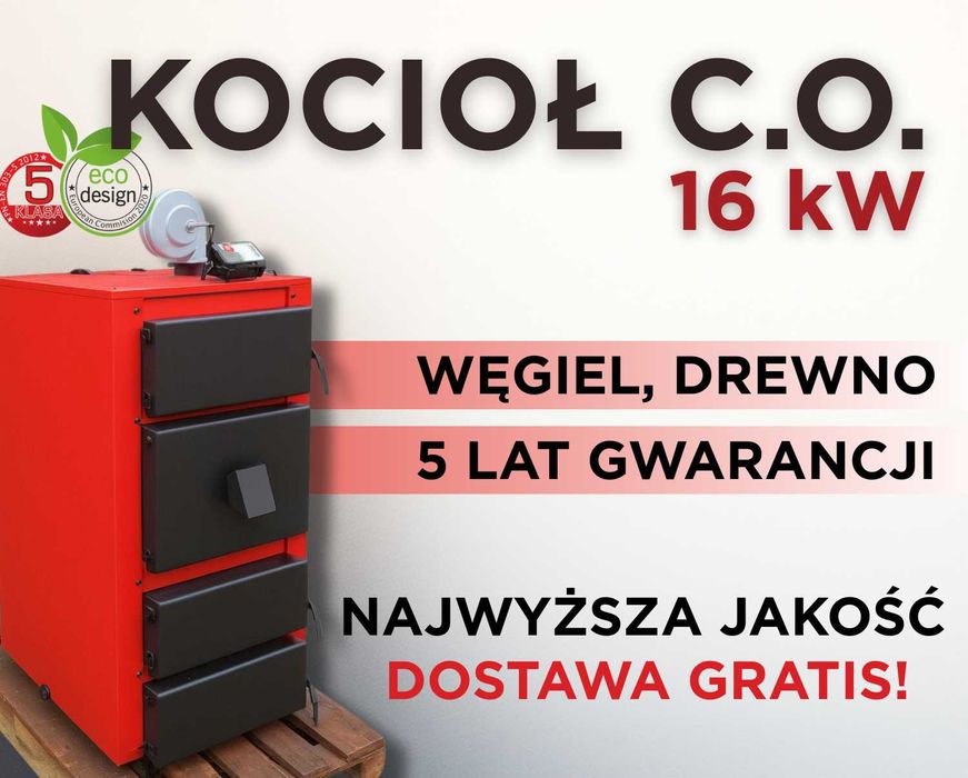 Kotły Kocioł 16kW na Drewno Węgiel - PRODUCENT Piec Zasypowy do 170m2