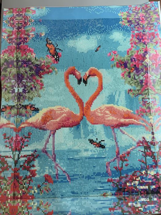 Готовая алмазная мозаика квадратные стразы покрытая лаком 40*30