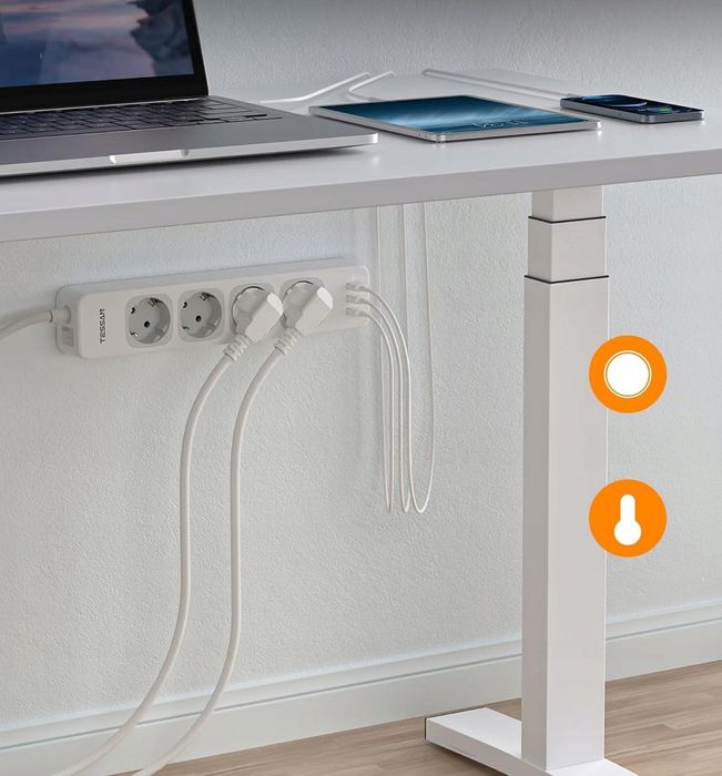 Przedłużacz listwa zasilająca TESSAN TS-307 z USB na 5 metrów, 3600 W