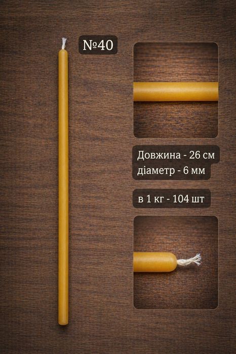 Натуральні свічки з бджолиного воску |Для дому, храму |Ручна робота
