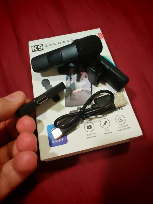 Zestaw 2 mikrofonów bezprzewodowych krawatowych K9 USB-C