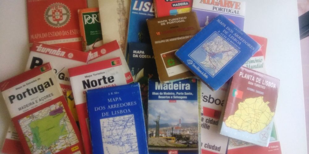 22 mapas/plantas de Portugal, Lisboa, Porto, Madeira, Açores
