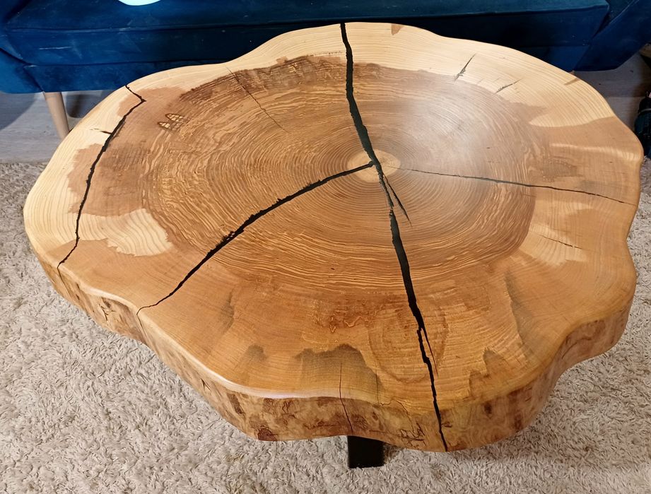 Stolik kawowy 86x76cm plaster drewna loft