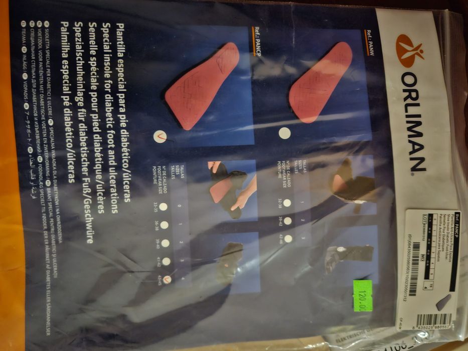 Wkładka ortopedyczna odciążająca dla stopy cukrzycowej lub owrzodzone