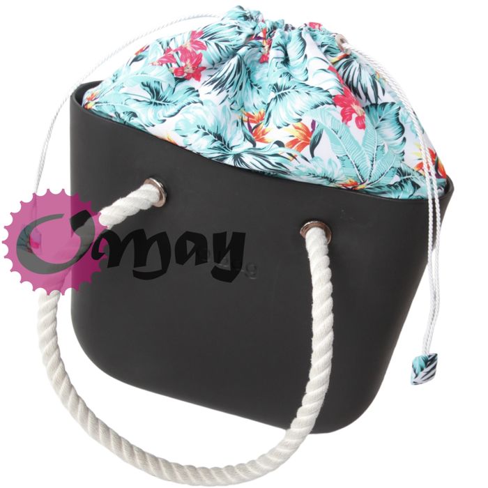 organizer OBAG MINI worek liście róż turkus 2 kieszenie komin OMAY