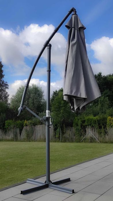 Parasol ogrodowy 294 cm + podstawa + 4 obciążniki podstawy