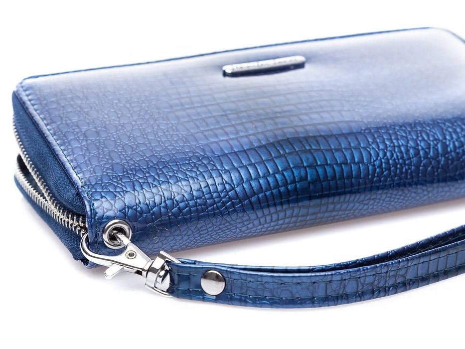 portfel damski lakierowany piórnik z paseczkiem na nadgarstek