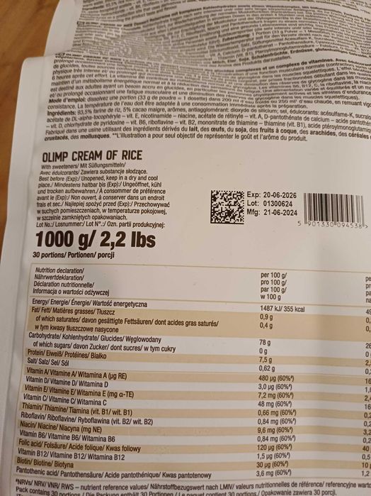 Cream of rice fit deser białkowy