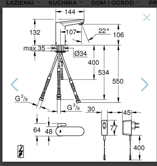 Bateria umywalkowa na podczerwień Grohe kran