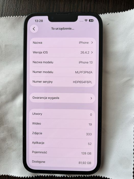 Iphone 13, stan bd, bateria 91%
