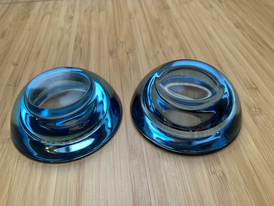 Świecznik na tealight niebieskie szkło 2 sztuki komplet osłonki IKEA