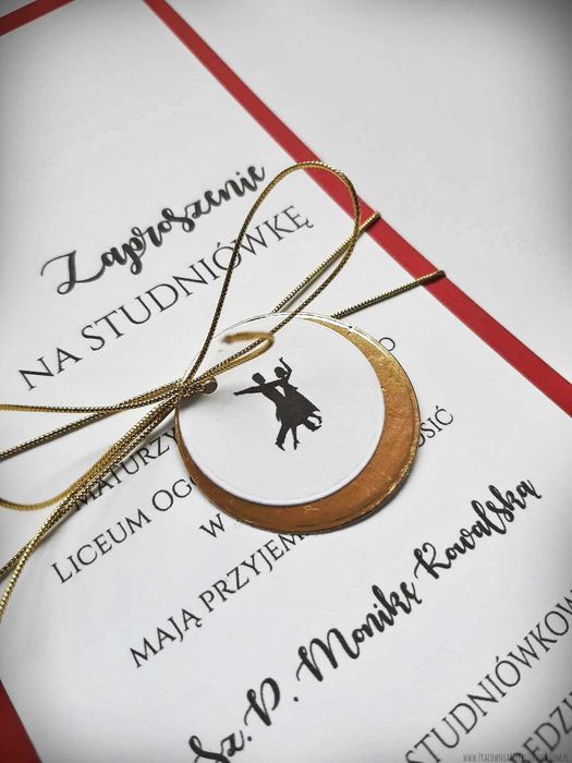 Zaproszenia na studniówkę, lustro złoto/srebro