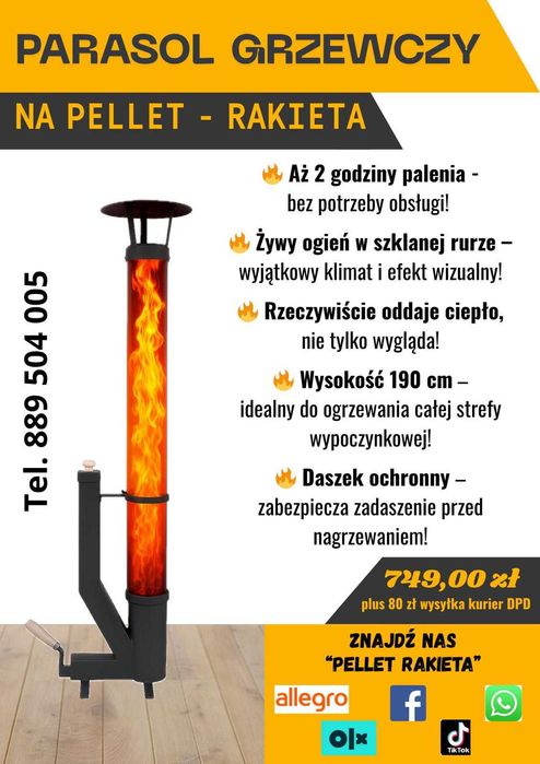 PROMOCJA 2026 Ogrzewacz/Pochodnia/Promiennik/Lampa - RAKIETA