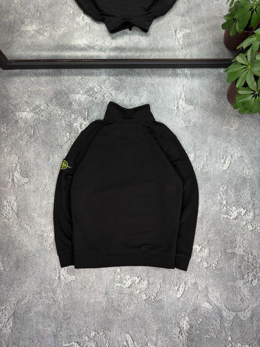 Зіп‑світшот Stone Island чорний 1/3‑зіп кофта світшот стон айленд унісекс чоловічий жіночий преміум 1/4 світшот стильний стоник стрітстайл