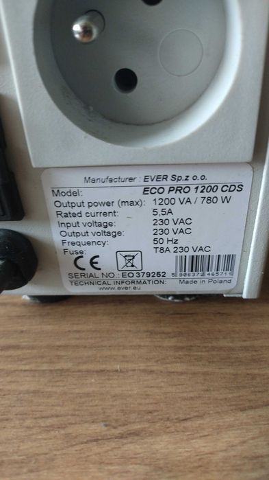 Zasilacz awaryjny, UPS EVER Eco pro 1200 CDS