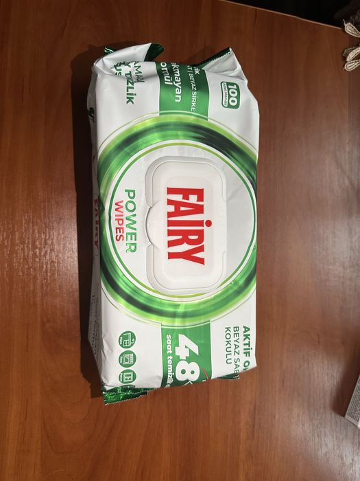 Вологі серветки для очищення Fairy POWER wipes, 100 штук