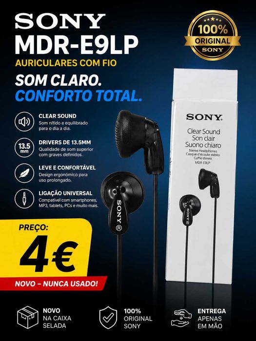 Auriculares Sony MDR-E9LP (Novos / Em Caixa)