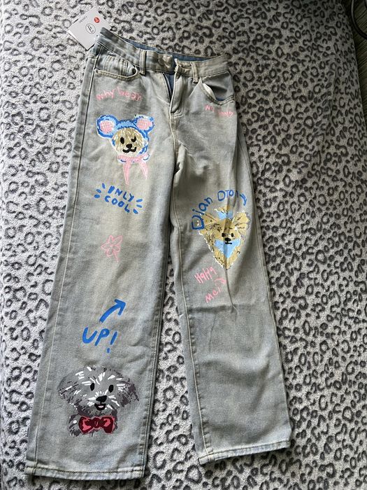 Широкие женские джинсы в корейском стиле размер S