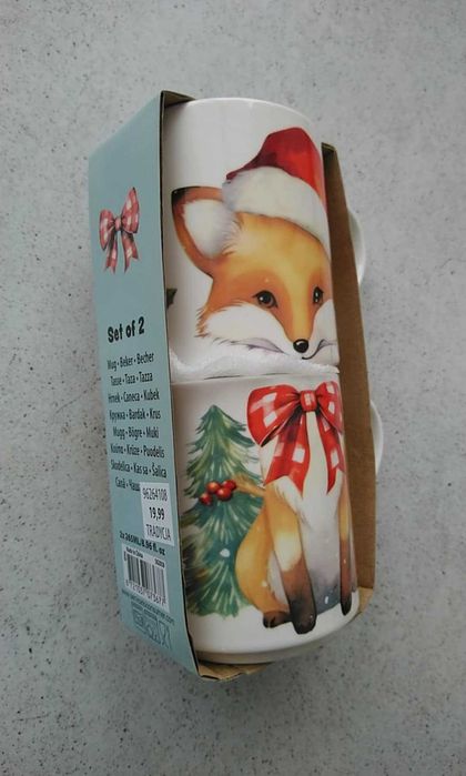 Kubki z lisem świątecznym 2 sztuki