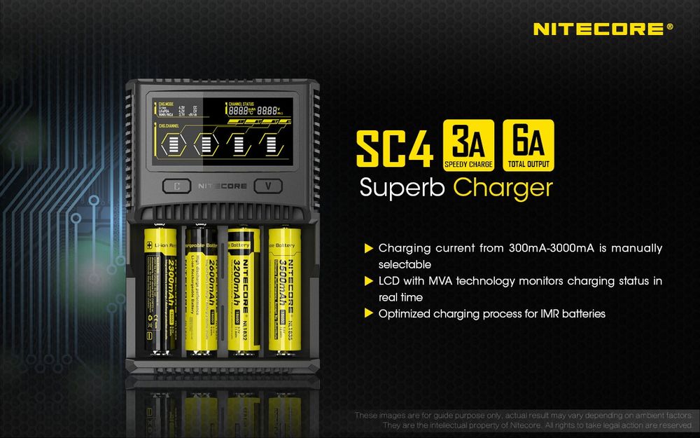 Carregador de bateria inteligente Nitecore SC4
