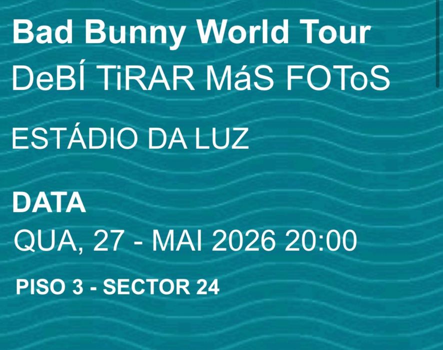 Bilhete bad bunny dia 27 de maio