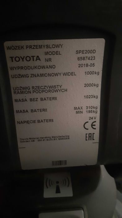 Paleciak elektryczny TOYOTA Bt SPE 200D