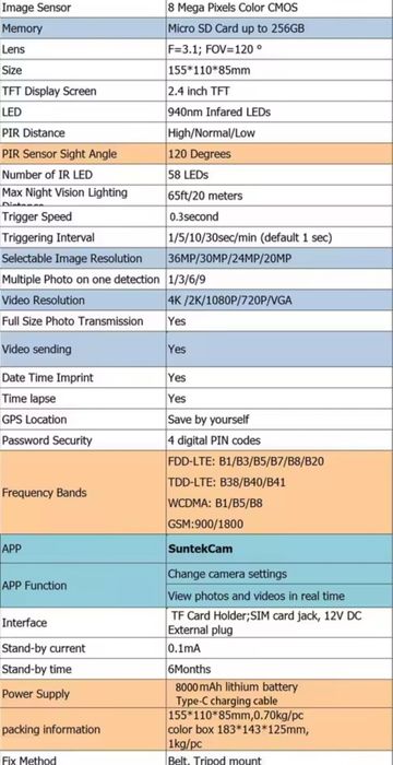 Camara de Caça 4G  Video em direto - Bateria de Lítio