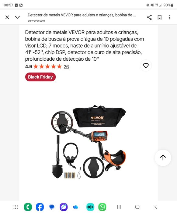 Detectore de metais Vevor novo