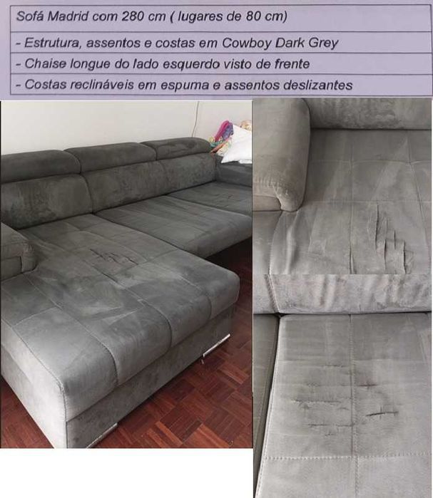 Sofá com chaise lounge