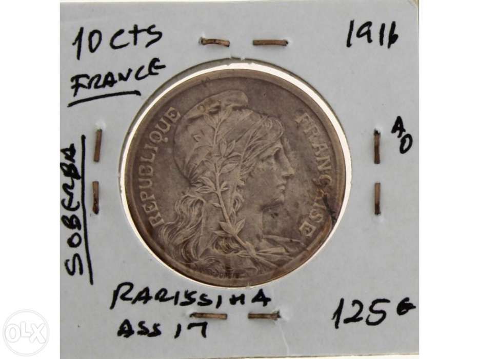 Moeda 10 centimos frança 1916 RARA