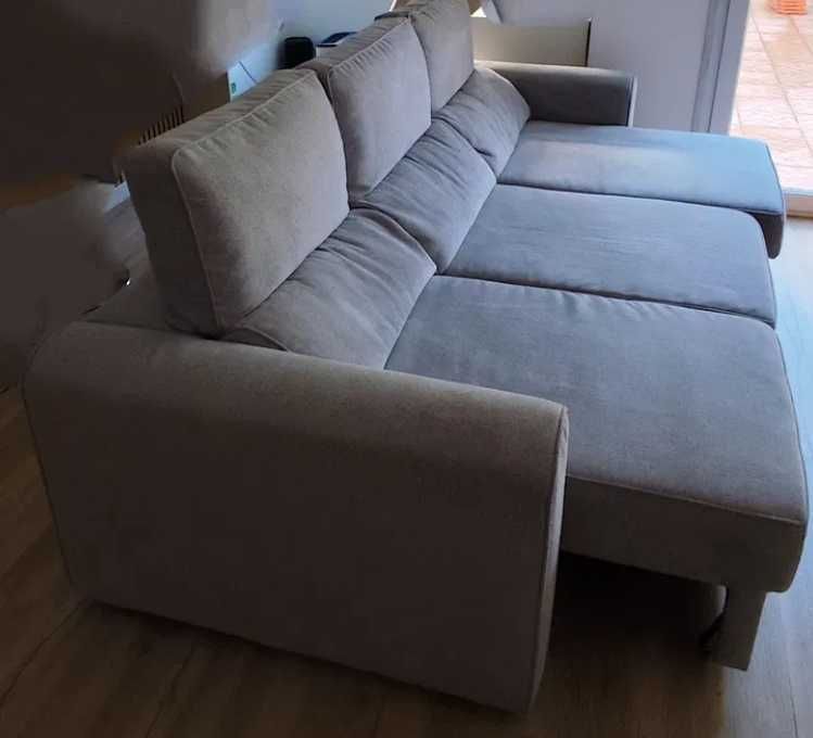 NOVO - Sofá chaise longe cinza claro