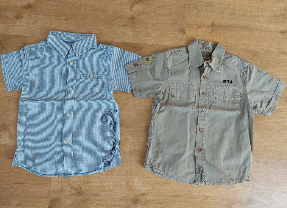 Zestaw 5 ubrań, r. 110-116, koszulki bezrękawniki, koszule + gratisy