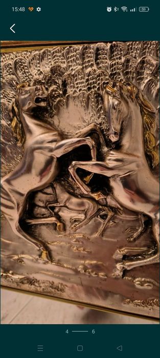 Moldura espelho cavalos em prata