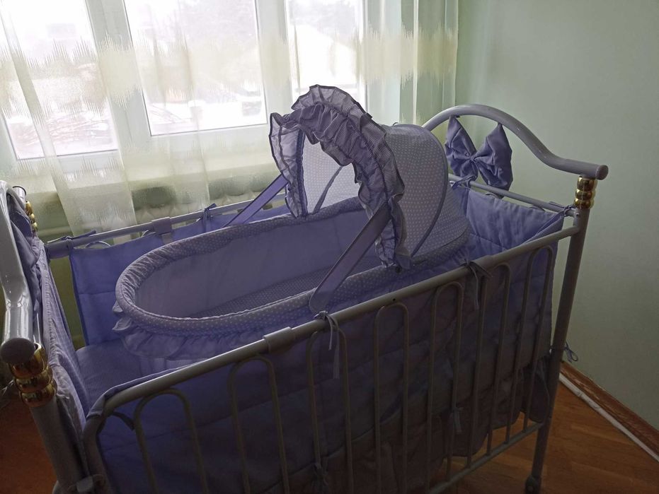 Дитяче Ліжко, Кроватка Метал ( Трансформер) +повний комплект з Люлькою