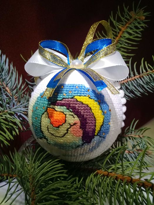 Вишиті новорічні кулі набір