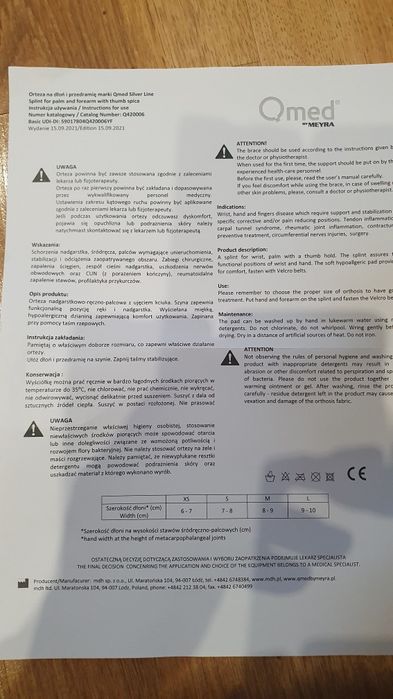 Orteza lewej ręki