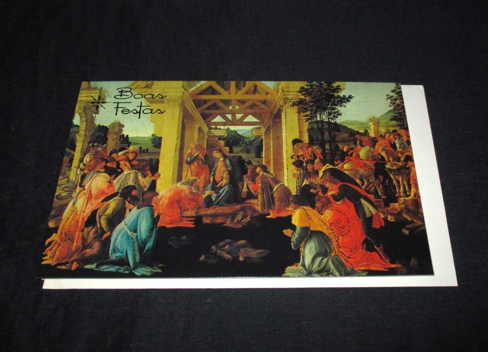 Postal de Natal A adoração dos Magos Sandro Botticelli Quadros Natal