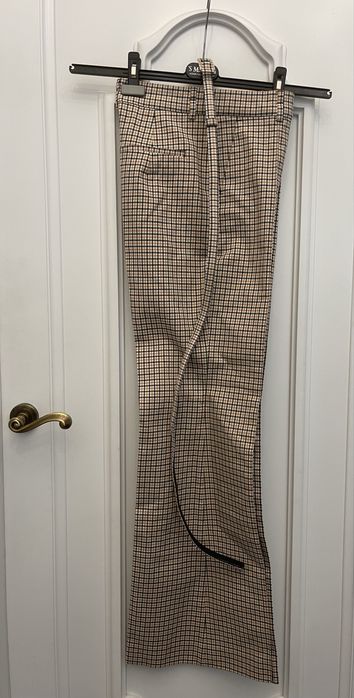 MAX MARA piękne spodnie w kratkę na kant z paskiem w talii