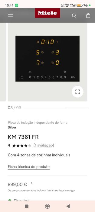 Placa de indução Miele KM7361FR