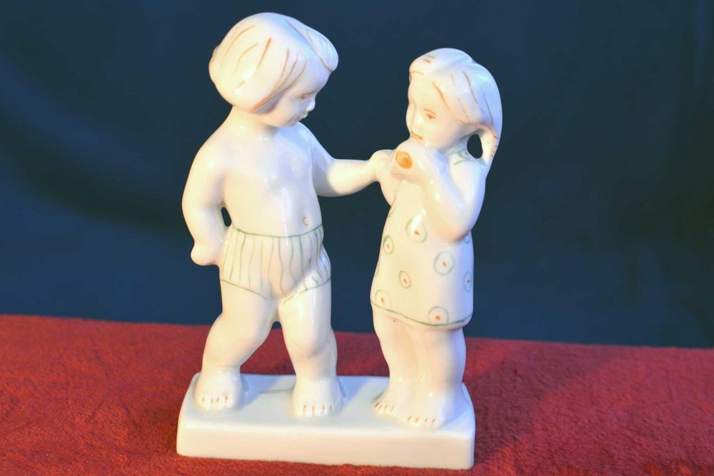 Figurka Jaś i Małgosia dzieci Chodzież PRL polska porcelana Vintage modernizm